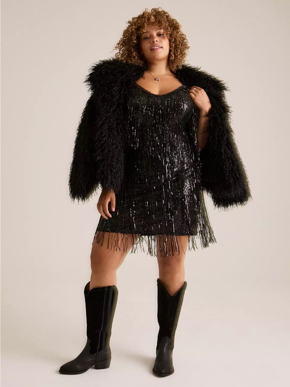 Festi Sequin Fringe Mini Dress